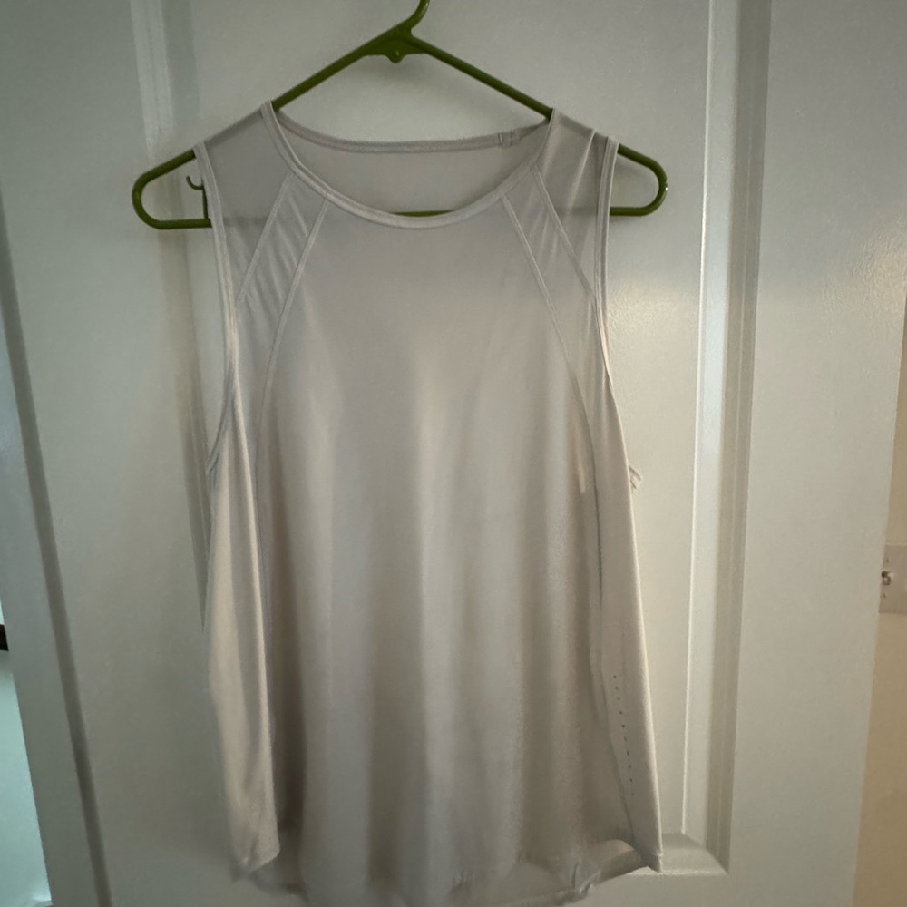 Cream Relaxed Sleeveless Tank Top with Crew Neck